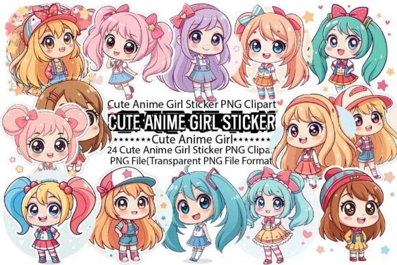 Download Cute Anime Girl Sticker Sublimation - Premium Resources