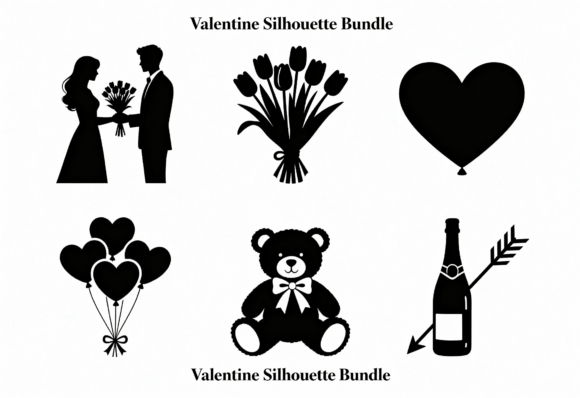 Download Valentine Silhouette Clipart Bundle - Valentine silhouette clipart Collection