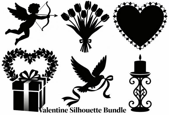 Download Valentine Silhouette Clipart Bundle - Valentine silhouette clipart Collection