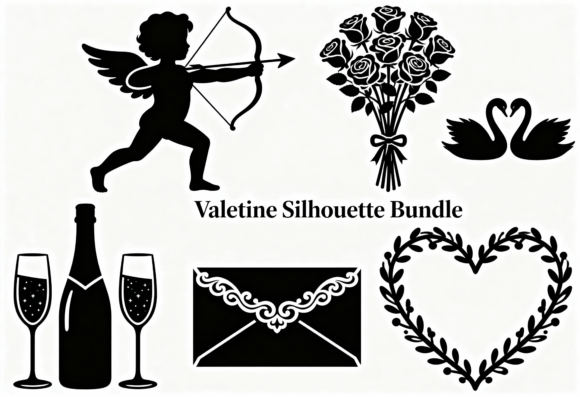 Download Valentine Silhouette Clipart Bundle - Valentine silhouette clipart Collection